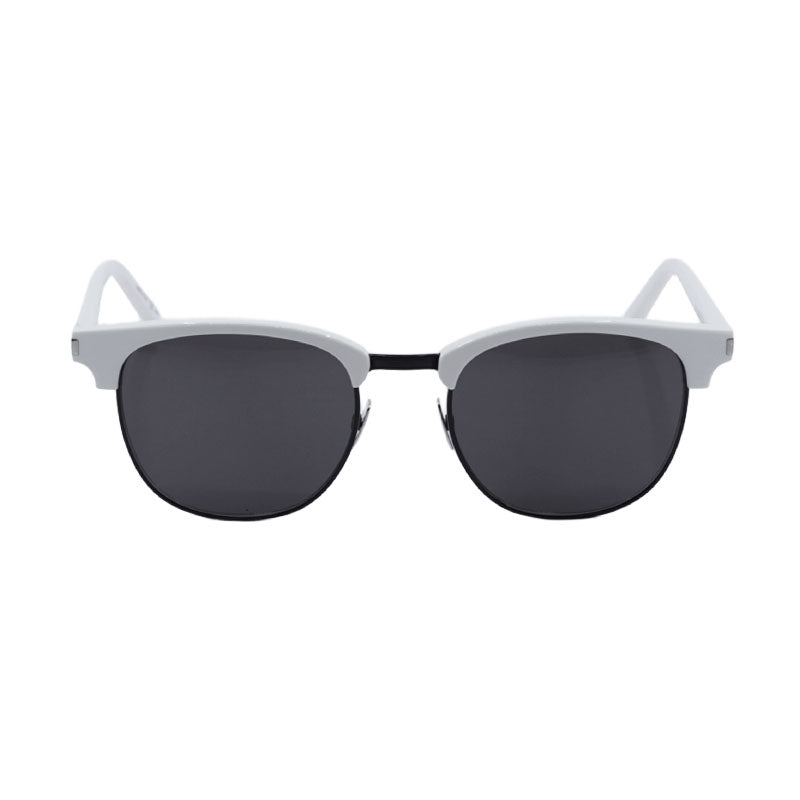 Saint Laurent Sunglasses Browline Semi Rim, Ivory Frame and Black Lens SL108011