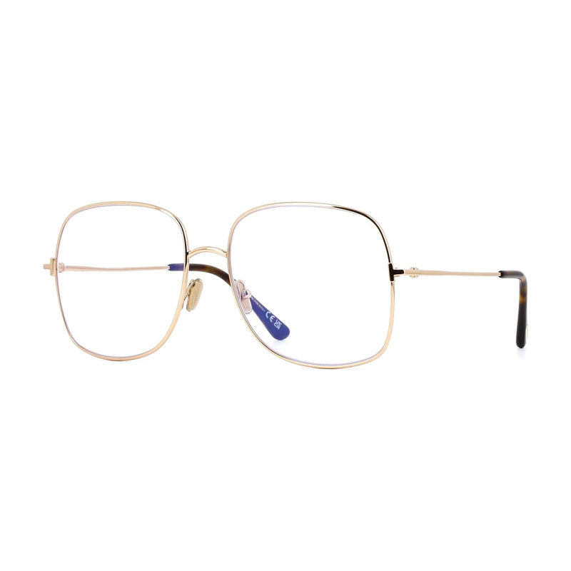 Tom Ford Tom Ford Eyeglasses Square Full Rim, Shiny Rose Gold Frame and Clear Blue Light Block Lens FT6048-B028