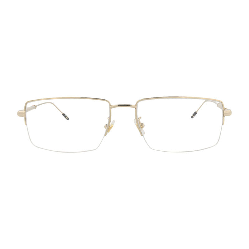 Montblanc Eyeglasses Rectangle Semi Rim, Silver Frame and Clear Demo Lens Lens MB0113O001