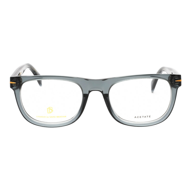 David Beckham Eyeglasses Rectangle Full Rim, Transparent Grey Frame and Clear Demo Lenses Lens DB70850KB700