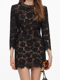 Self-Portrait Women Lace Long Sleeve Mini Dress