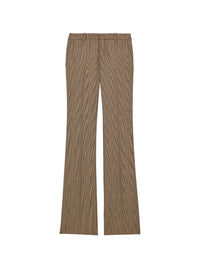 Saint Laurent Women Flared Pants In Puppytooth Prince Of Wales Wool