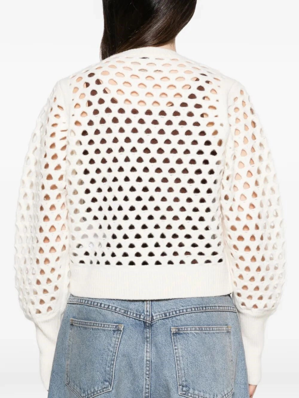 Blumarine Blumarine Women Openwork Wool Cardigan With 3D Rose