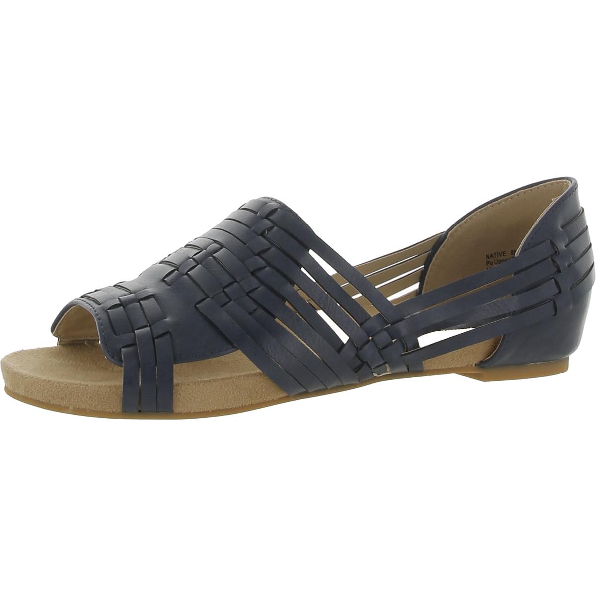 Native Womens Faux Leather Peep-Toe Huarache Sandals