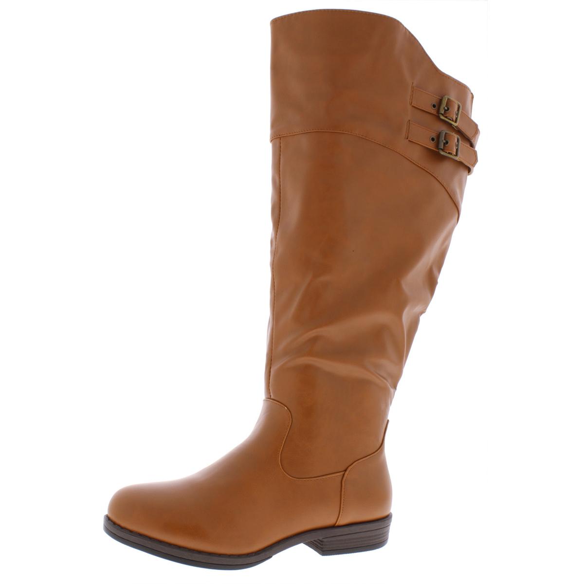 Tori Womens Faux Leather Wide Calf Knee-High Boots