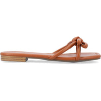 Womens Faux Leather Slip On Flatform Sandals