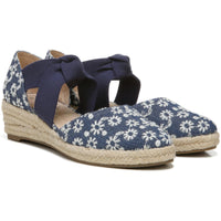 Kascade Womens Canvas Strappy Espadrilles Blue White Print