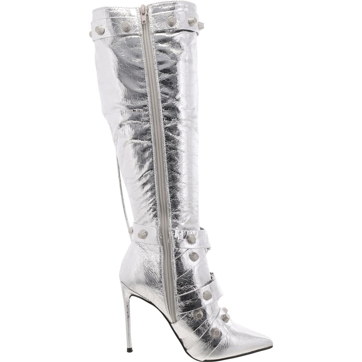 Fink Womens Faux Leather Embellished Knee-High Boots