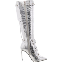 Fink Womens Faux Leather Embellished Knee-High Boots