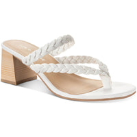 Winnie Womens Braided Slip On Slide Sandals White Smooth
