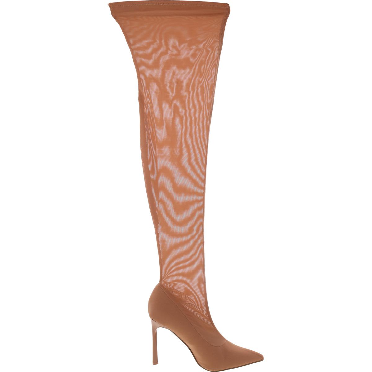 Evie Womens Sheer Pointed Toe Over-The-Knee Boots