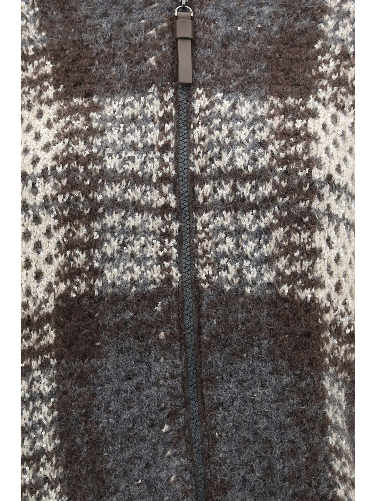 BRUNELLO CUCINELLI Brunello Cucinelli Women Checked Wool Zip Cardigan