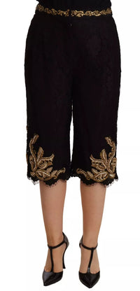 Dolce & Gabbana Black Lace Gold Baroque SPECIAL PIECE Women's Shorts