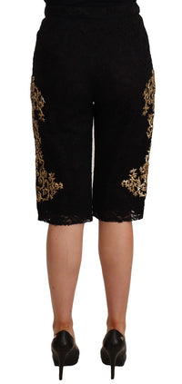 Dolce & Gabbana Black Lace Gold Baroque SPECIAL PIECE Women's Shorts