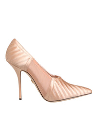 Dolce & Gabbana Dolce & Gabbana Cipria Nude Satin Mesh Stiletto Pumps Women's Shoes