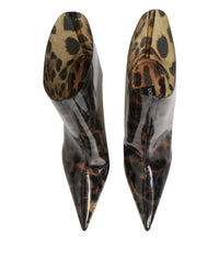 Dolce & Gabbana Leopard Print PVC Pointed Toe Boots Women's Shoes