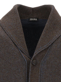 Zegna Men Cashmere-Blend Shawl-Collar Cardigan