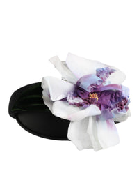 Dolce & Gabbana Dolce & Gabbana Black Green Silk Purple White Floral Appliqué Accessory Women's Headband