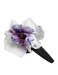 Dolce & Gabbana Dolce & Gabbana Black Green Silk Purple White Floral Appliqué Accessory Women's Headband