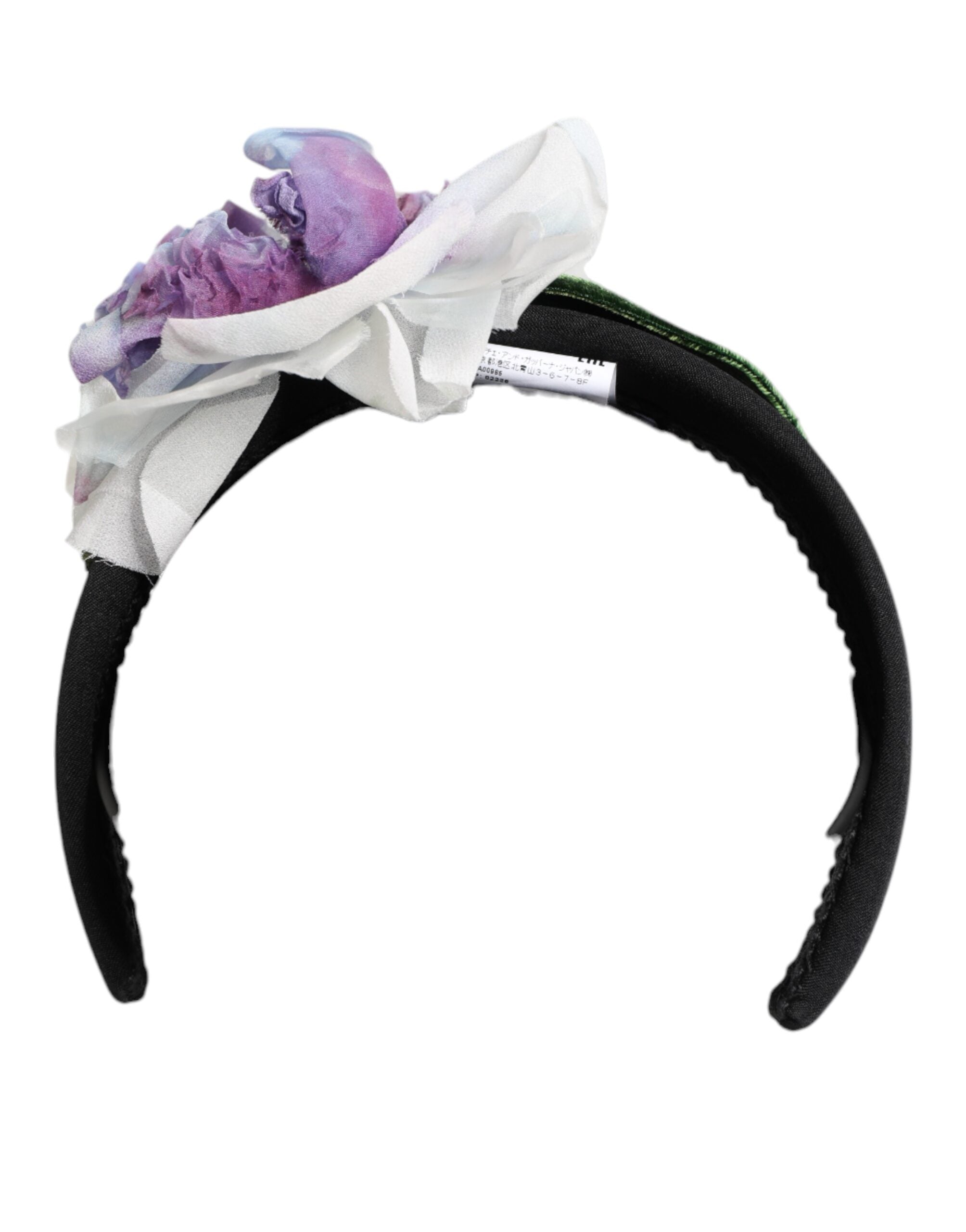 Dolce & Gabbana Dolce & Gabbana Black Green Silk Purple White Floral Appliqué Accessory Women's Headband