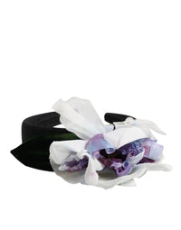Dolce & Gabbana Dolce & Gabbana Black Green Silk Purple White Floral Appliqué Accessory Women's Headband