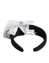 Dolce & Gabbana Dolce & Gabbana Black Green Silk Purple White Floral Appliqué Accessory Women's Headband