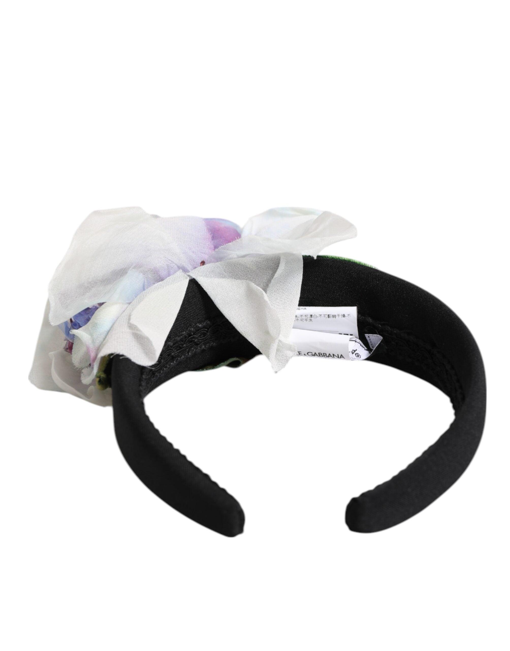 Dolce & Gabbana Dolce & Gabbana Black Green Silk Purple White Floral Appliqué Accessory Women's Headband