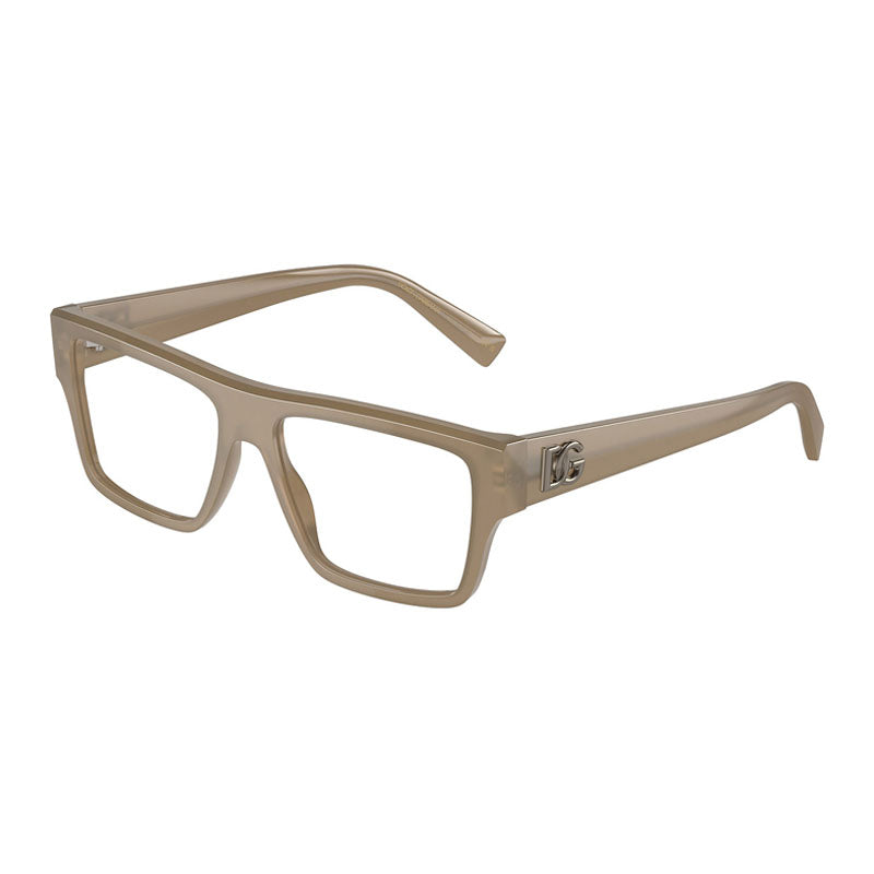 Dolce & Gabbana Eyeglasses Square Full Rim, Opal Brown Frame and Clear Demo Lenses Lens DG33823089
