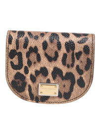 Dolce & Gabbana Dolce & Gabbana Brown Leopard Print Calf Leather Small Coin Purse Women's Wallet