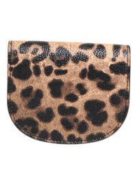 Dolce & Gabbana Dolce & Gabbana Brown Leopard Print Calf Leather Small Coin Purse Women's Wallet
