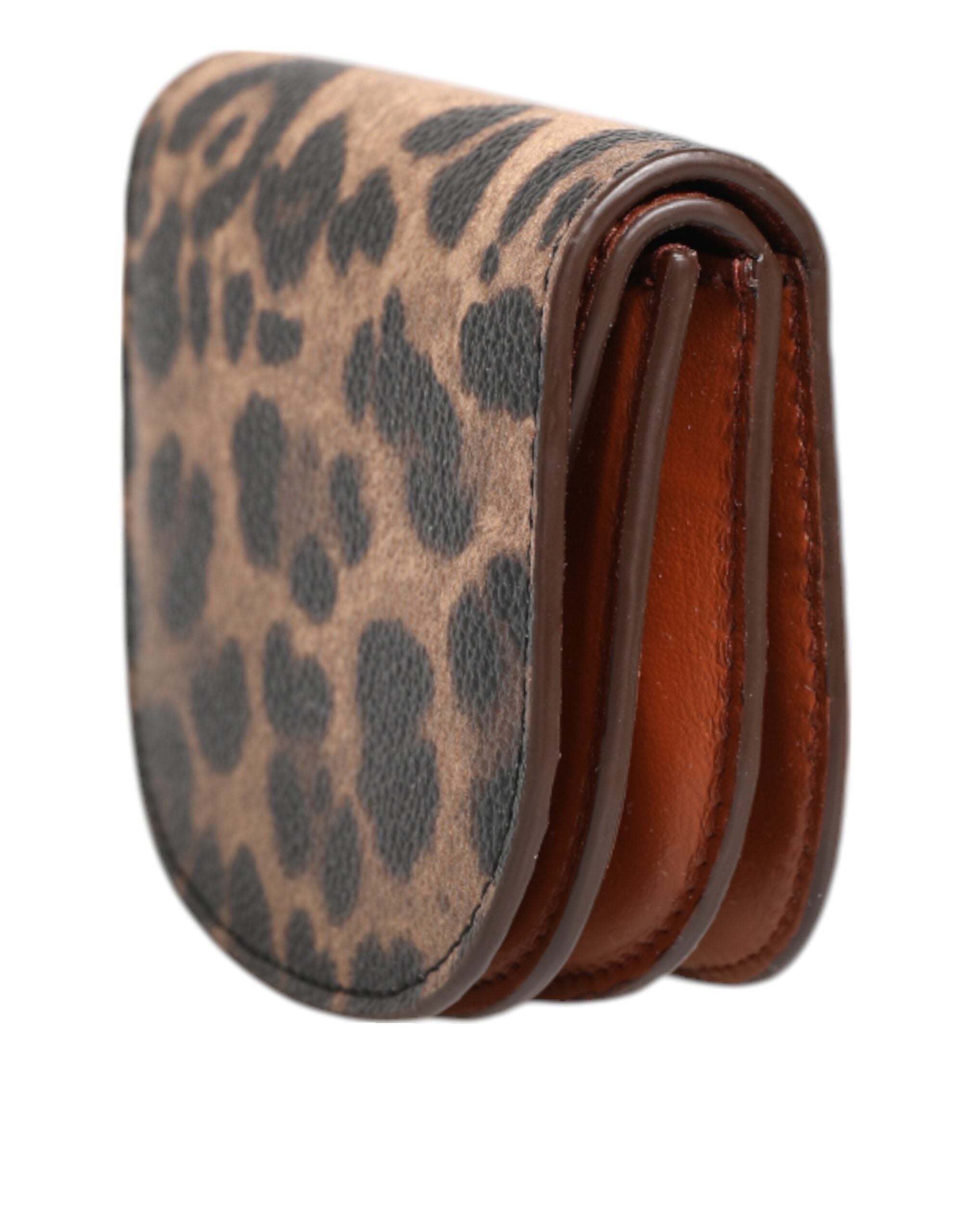 Dolce & Gabbana Dolce & Gabbana Brown Leopard Print Calf Leather Small Coin Purse Women's Wallet
