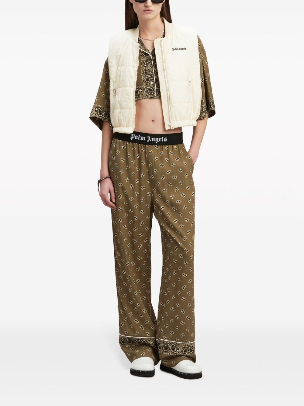 Palm Angels Women Straight Paisley Print Pants