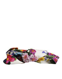 Dolce & Gabbana Dolce & Gabbana White Multicolor Floral Silk Bow Crystal Embellished Women's Headband