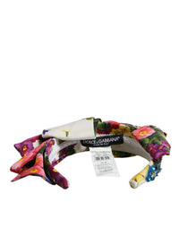 Dolce & Gabbana Dolce & Gabbana White Multicolor Floral Silk Bow Crystal Embellished Women's Headband