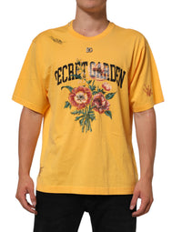 Dolce & Gabbana Yellow Secret Graden Floral Cotton CrewNeck Men's T-shirt