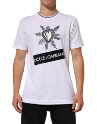 Dolce & Gabbana White Sacred Heart Short Sleeve Men Men's T-shirt
