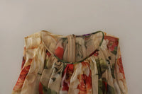 Dolce & Gabbana Beige Floral Sleeveless A-line Mini Women's Dress (Pre-Loved)