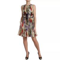 Dolce & Gabbana Beige Floral Sleeveless A-line Mini Women's Dress (Pre-Loved)