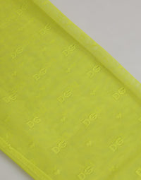Dolce & Gabbana Neon Green Nylon Logo Lace Leggings Pants Women's Underwear