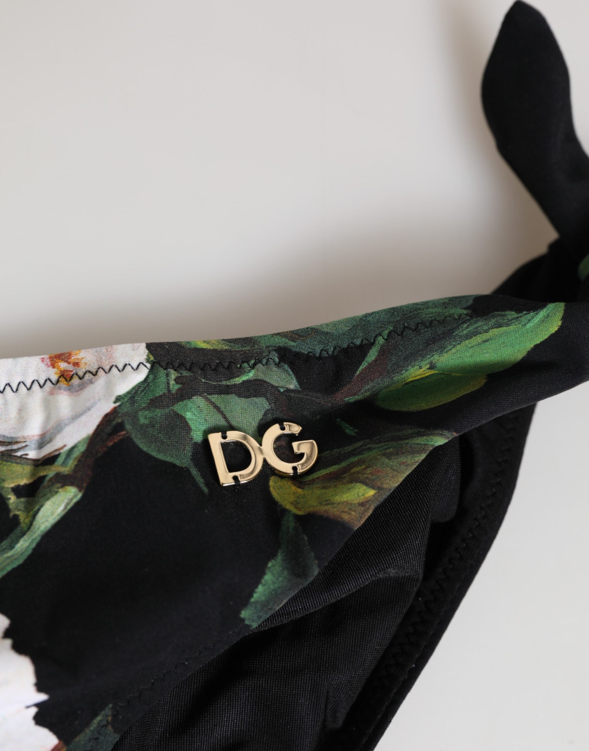 Dolce & Gabbana Black Side Tie Floral Bikini Bottom Women's Swimwear