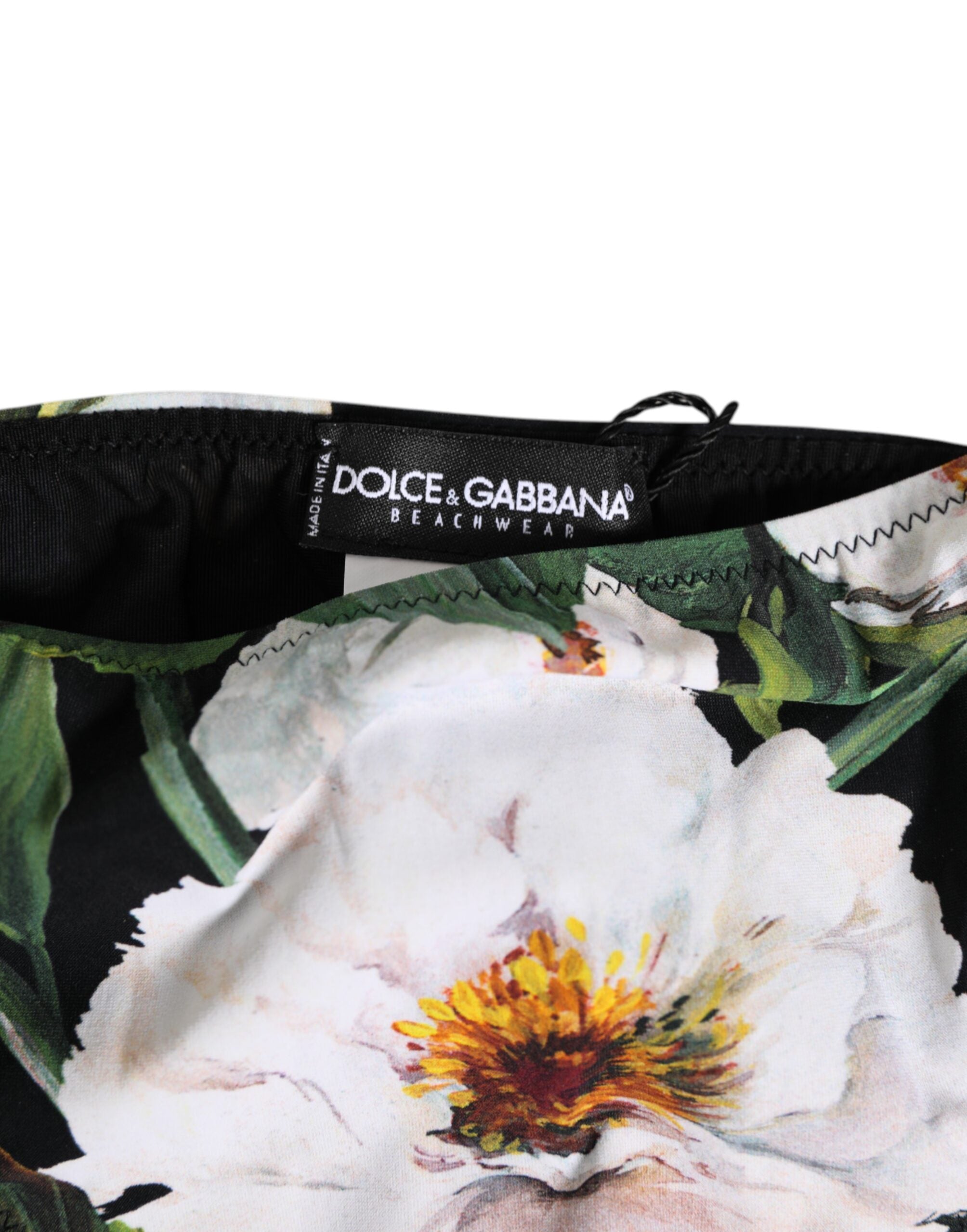 Dolce & Gabbana Black Side Tie Floral Bikini Bottom Women's Swimwear
