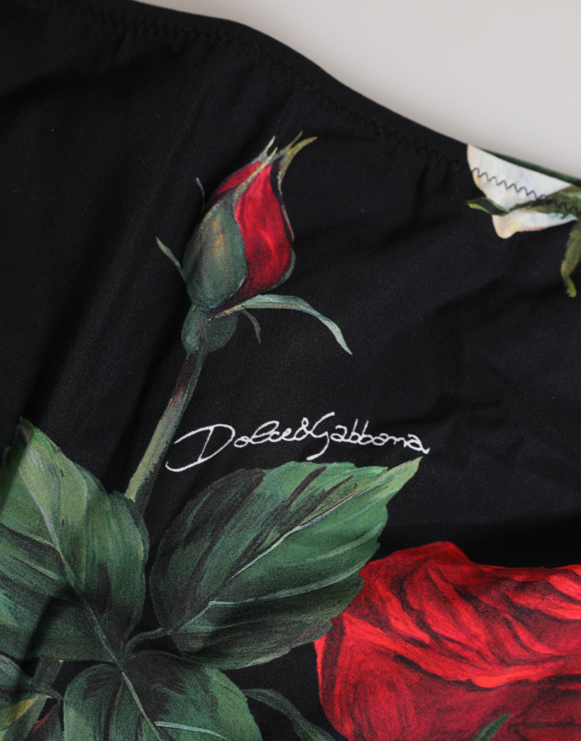 Dolce & Gabbana Black Side Tie Floral Bikini Bottom Women's Swimwear