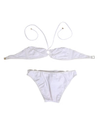 Dolce & Gabbana White Logo Swimsuit 2 Piece Top Bottom Women's Swimwear