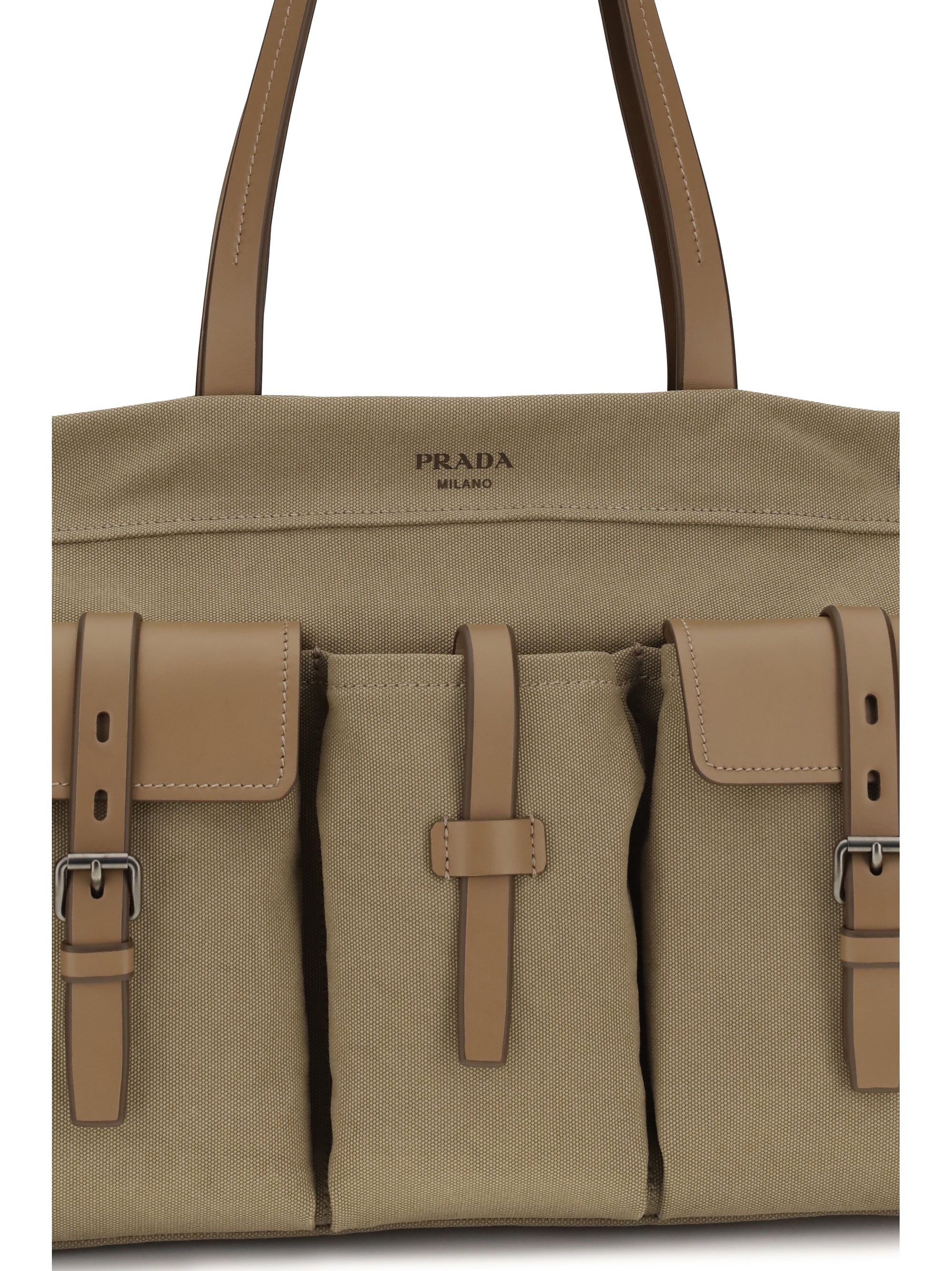 Prada Men Route Tote Bag In Canvas And Leather