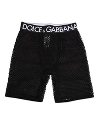 Dolce & Gabbana Dolce & Gabbana Black Cotton Logo Shorts Midi Trouser Women's Underwear