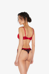 La Perla Silk Underwired Bra In Red With Black Frastaglio Lpdn05123