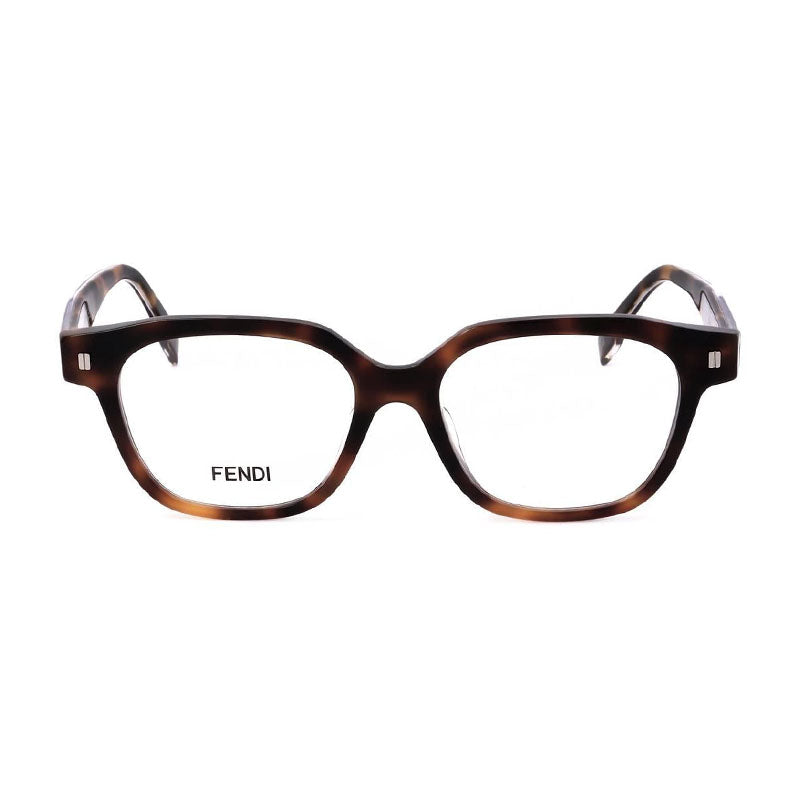 Fendi Square Full Rim, with a Shiny Havana frame and Clear Demo Lens lens.