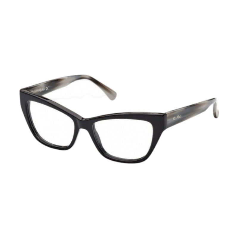 Max Mara Max Mara Eyeglasses Square Full Rim, Shiny Black Frame and Clear Demo Lens Lens MM5053005