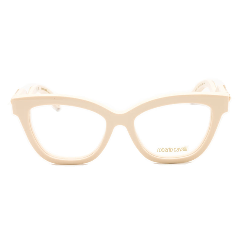 Roberto Cavalli Eyeglasses Cat Eye Full Rim, Shiny Beige Frame and Clear Demo Lens Lens VRC07209X7