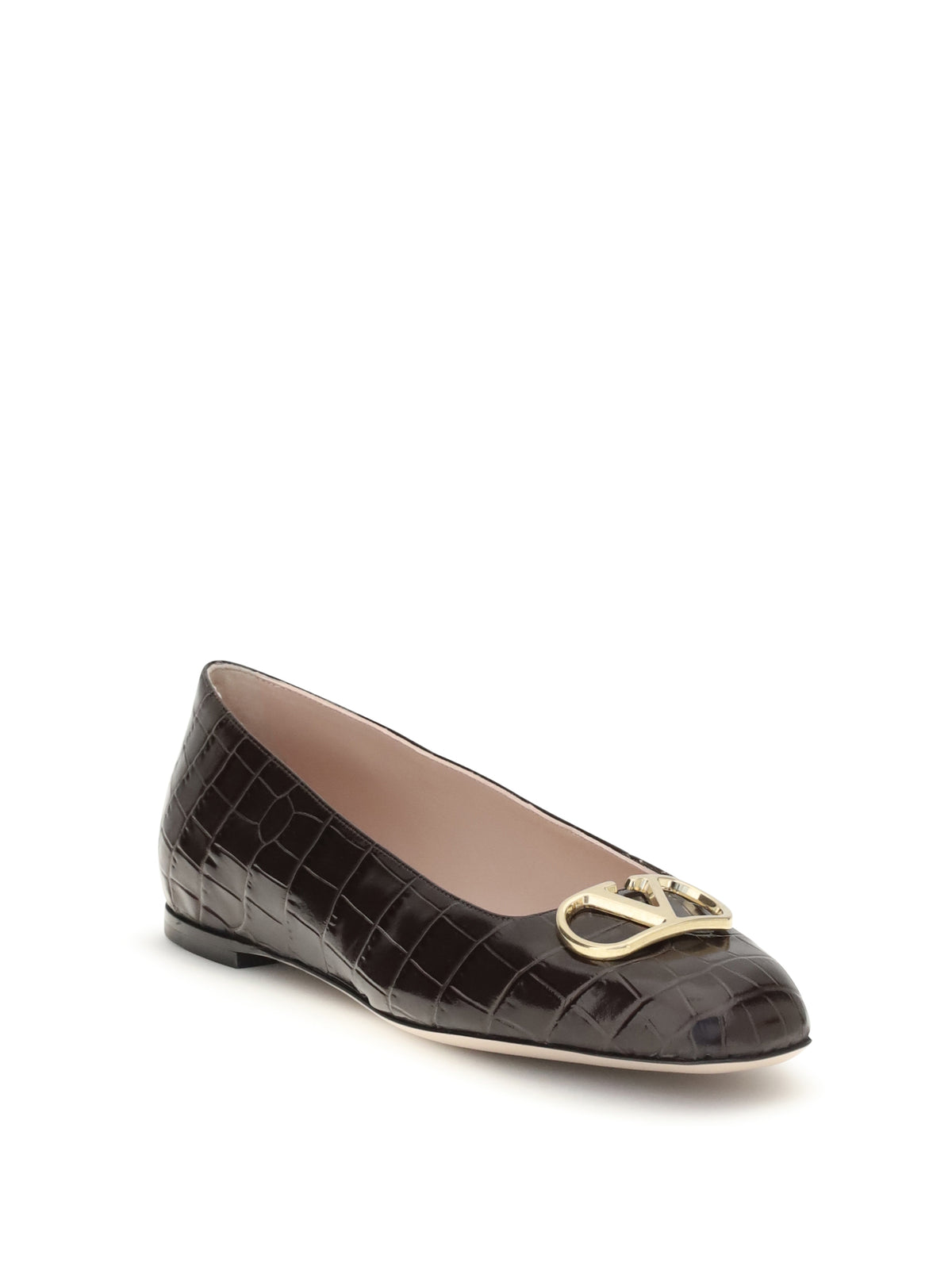 VALENTINO GARAVANI Valentino Garavani Women Vlogo Signature Croc-Effect Ballerinas
